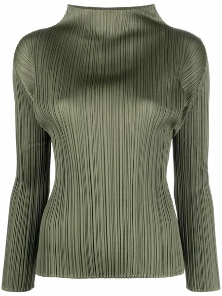 Pleats Please Issey Miyake плиссированная блузка с высоким воротником