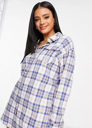 Платье-рубашка в голубую клетку Missguided-Голубой