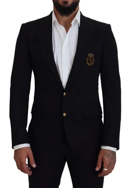 DOLCE - GABBANA Блейзер Черный Деловой пиджак с вышивкой логотипа IT48/US38/M Рекомендуемая розничная цена 2320 долларов США