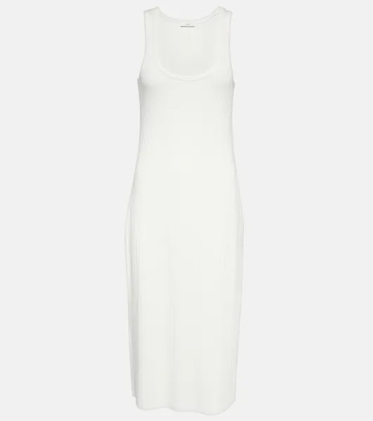 Платье миди в рубчик с круглым вырезом VINCE, белый