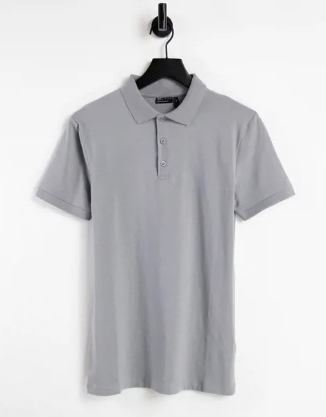 Обтягивающее серое поло из органического хлопка ASOS DESIGN-Черный цвет
