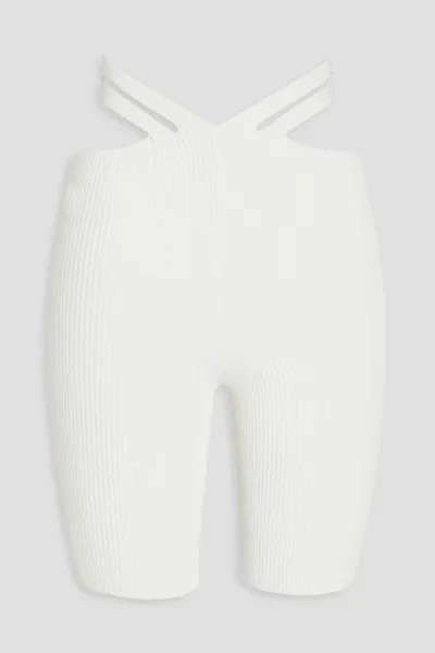 Шорты в рубчик с вырезами Dion Lee, слоновая кость