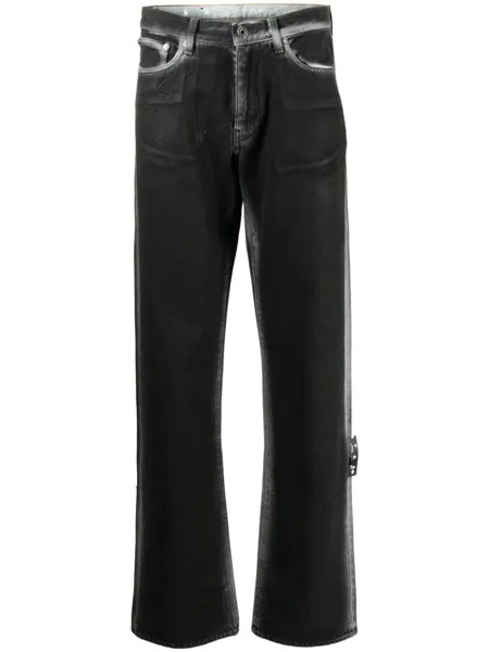 Off-White прямые джинсы с полосками Diag, черный