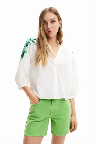 Рубашка оверсайз с бусинами Desigual, зеленый