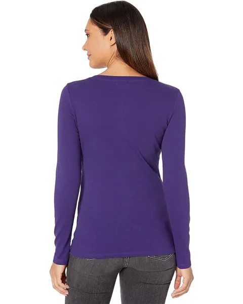 Футболка U.S. POLO ASSN. L/S V-Neck Rib Knit Tee, цвет Purple Aura