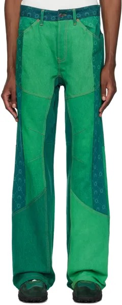 Зеленые джинсы Moonogram Ярко-зеленый/в полоску Marine Serre