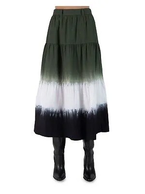 DEREK LAM 10 CROSBY Зеленая многоуровневая юбка-трапеция миди с карманами на молнии и карманами 2