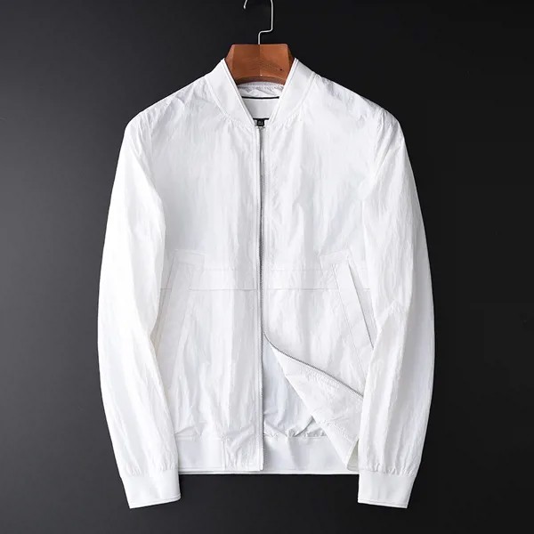 2021 воротник-стойка мужская куртка размера плюс 4xl Весна Slim Fit белый Mens Jackets And Coats класса люкс из лоскутного топа с вышивкой куртка для мужчин