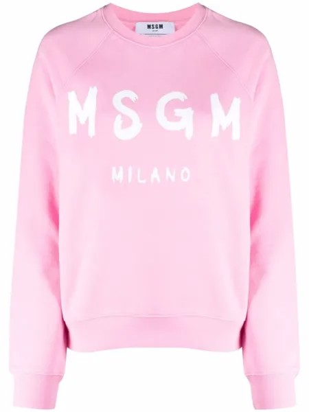MSGM джемпер с круглым вырезом и логотипом, розовый