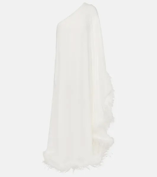 Платье макси bridal liza с отделкой перьями Rixo, белый