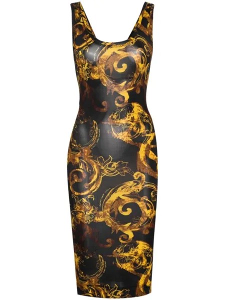 Versace Jeans Couture платье миди с принтом Watercolour Couture, черный