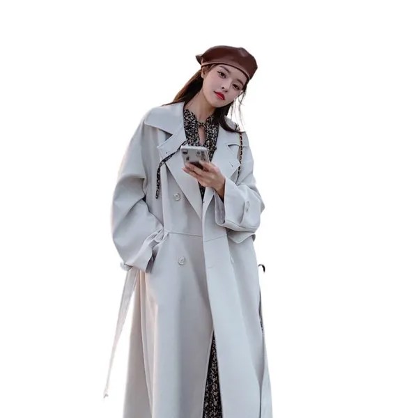 Ветровка в британском стиле, Женская куртка средней длины, весна 2021, новая Корейская версия облегающего женского пальто