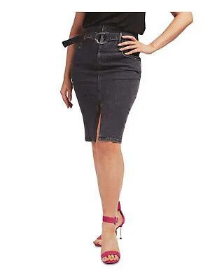 GUESS Женская черная юбка-карандаш длиной до колена с разрезом и поясом, талия 30