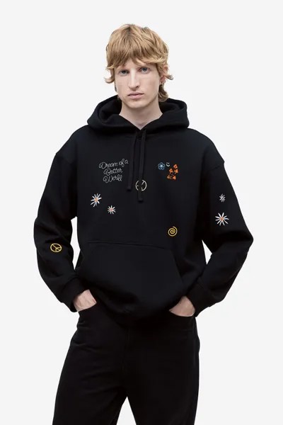 Толстовка свободного кроя с принтом H&M, черный