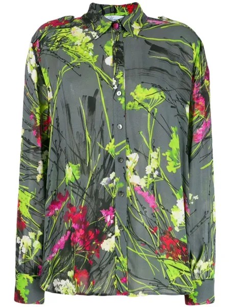 Blumarine рубашка с цветочным принтом, серый