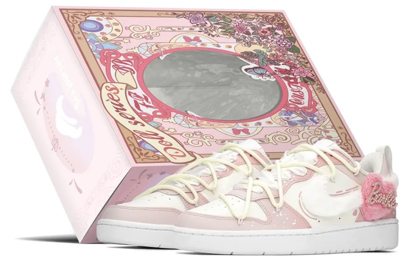 Кроссовки Nike Court Borough Skateboarding Shoes Women's Low-top Beige/Pink, белый/фиолетовый
