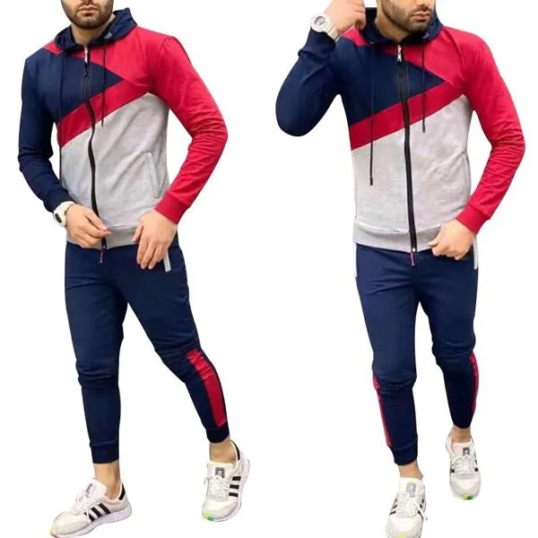 Весенне-осенняя мужская спортивная одежда 2022, свитер с капюшоном в стиле пэчворк, повседневный облегающий модный костюм для бега и фитнеса, Zwei-t jgwei-t JGZ
