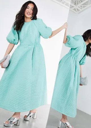 Шалфейно-зеленое стеганое платье миди ASOS EDITION-Зеленый цвет