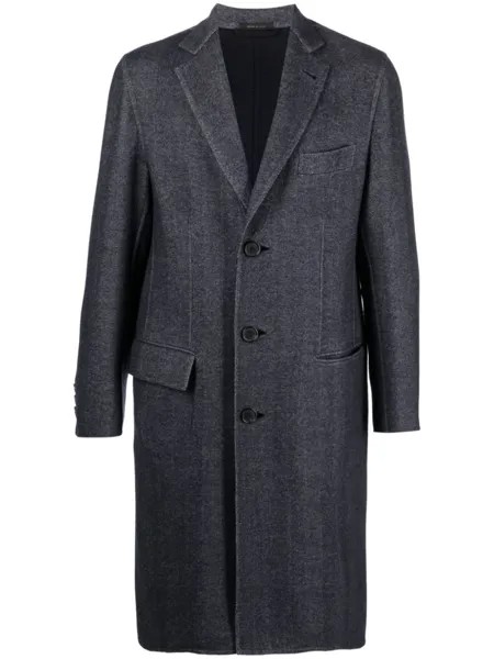 Brioni шерстяное однобортное пальто, синий
