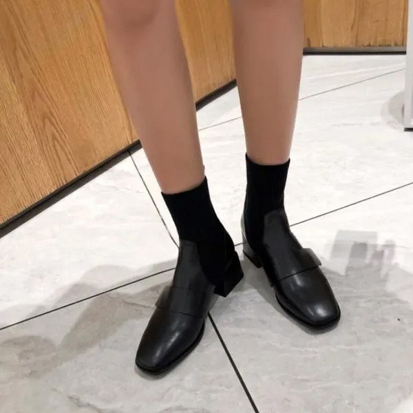 Новинка 2021, демисезонные ботинки челси, Прошитые корейские зимние короткие вязаные ботинки-мартинсы с квадратным носком в Корейском стиле