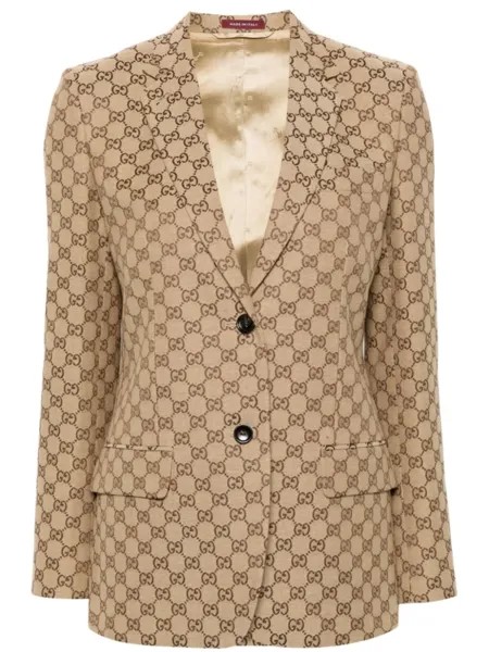 Gucci однобортный пиджак с узором GG, нейтральный цвет