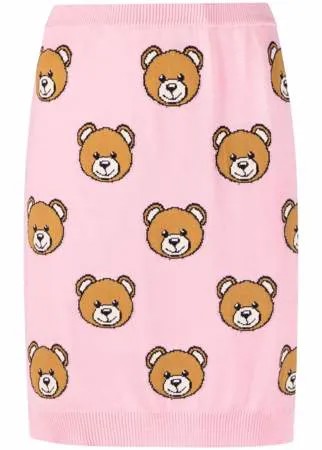 Moschino юбка вязки интарсия с логотипом Teddy Bear