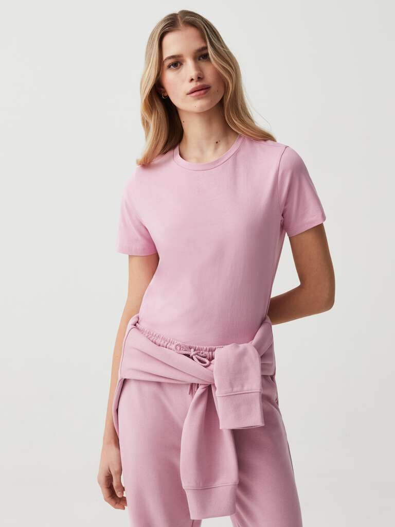 Футболка Essential из хлопка с круглым вырезом Ovs, цвет cyclamen pink