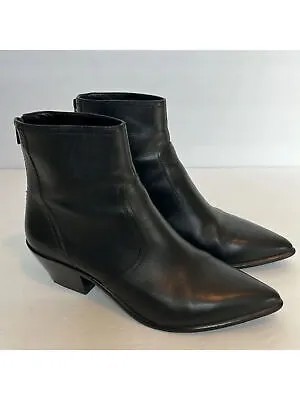 LOEFFLER RANDALL Женские черные кожаные ботинки на молнии с острым носком в стиле вестерн Joni 9