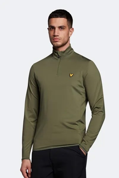 Толстовка среднего слоя Green Tech размером 1/4 на молнии Lyle & Scott, зеленый