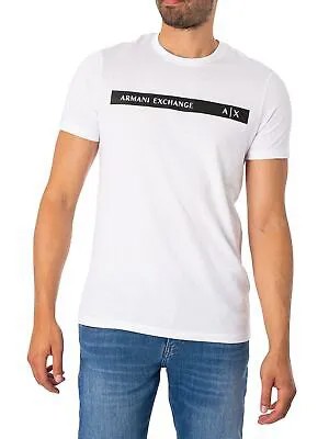 Мужская футболка в полоску с логотипом Armani Exchange, белая