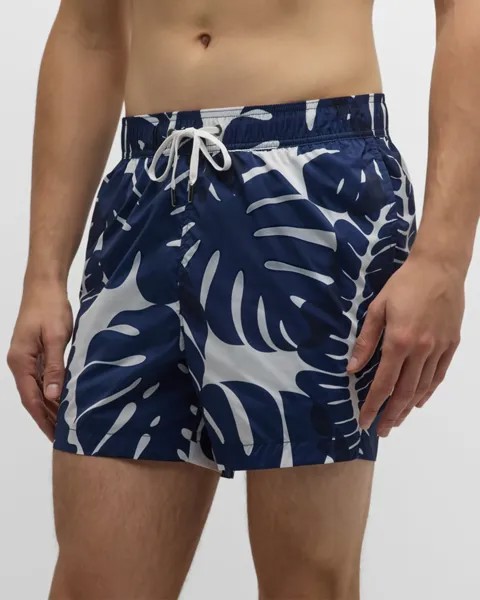 Мужские плавки Charles 5 дюймов с принтом листьев Onia, цвет White/Deep Navy
