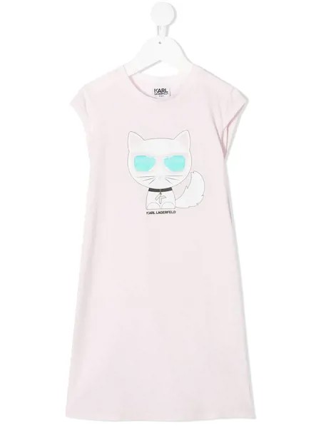 Karl Lagerfeld Kids платье-толстовка с принтом Choupette