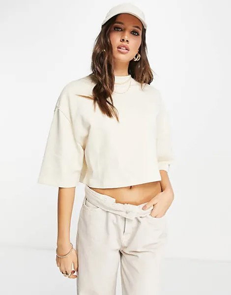 Укороченный свитшот свободного кроя с короткими рукавами ASOS DESIGN