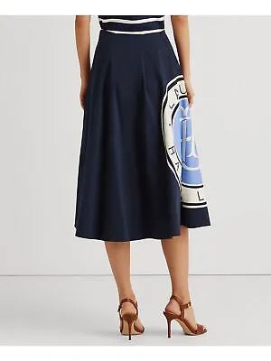 RALPH LAUREN Женская темно-синяя юбка-трапеция с логотипом на молнии ниже колена 6