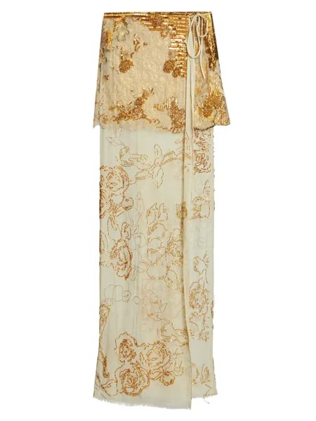 Длинная юбка Silene с вышивкой Dries Van Noten, золотой