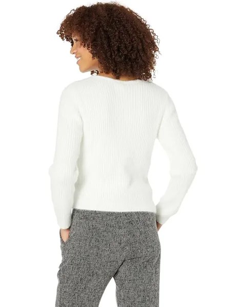 Свитер line and dot Shelby Sweater Top with Pearl Buttons, слоновая кость