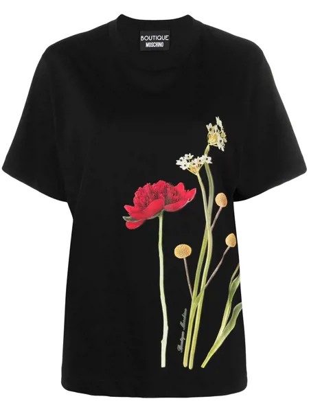 Boutique Moschino футболка оверсайз с цветочным принтом