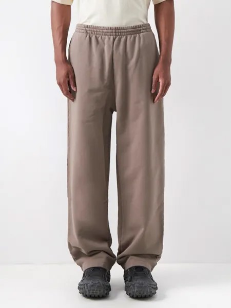 Спортивные брюки из хлопкового джерси с вышитым логотипом Balenciaga, коричневый