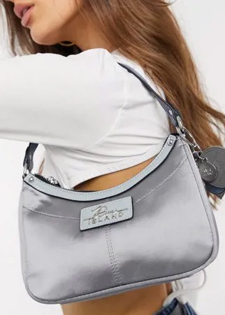 Голубая сумка на плечо изогнутой формы River Island-Голубой