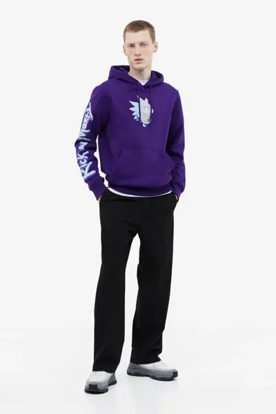 Толстовка regular fit с капюшоном H&M, фиолетовый