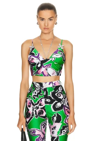 Топ Area Butterfly Printed Cami, цвет Green Multi