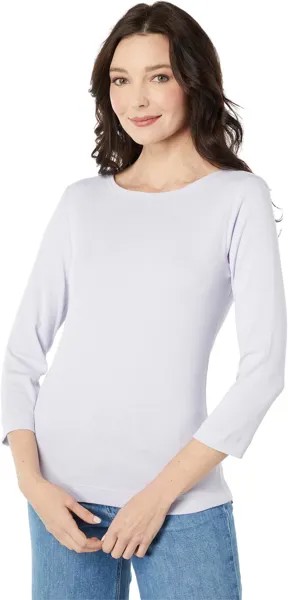 Футболка Three Dots 100% Cotton Heritage Knit 3/4 Sleeve British Tee, цвет Purple Heather