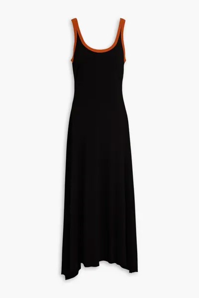 Асимметричное двухцветное платье миди из джерси Bassike, черный