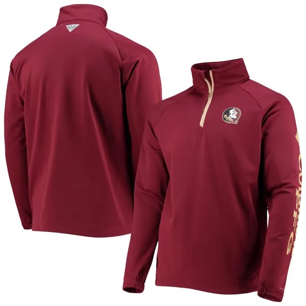 Мужская куртка Columbia Garnet Florida State Seminoles Terminal Tackle из флиса реглан, полутоновая куртка с молнией на четверть