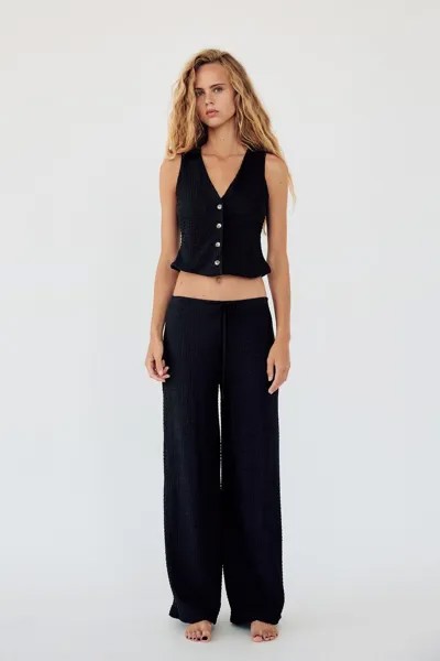 Брюки прямого кроя с текстюрной покрытием ZARA, черный