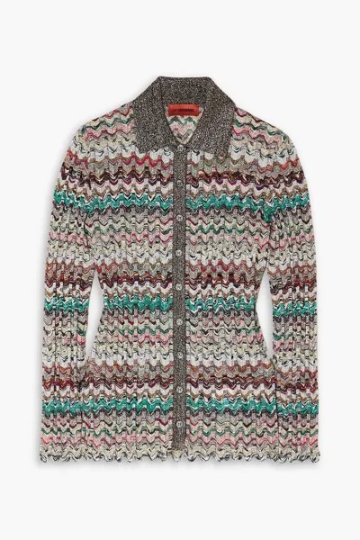 Рубашка крючком в полоску с эффектом металлик MISSONI, серый