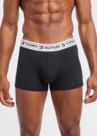 Черные боксеры-брифы с белым поясом Tommy Hilfiger authentic-Черный