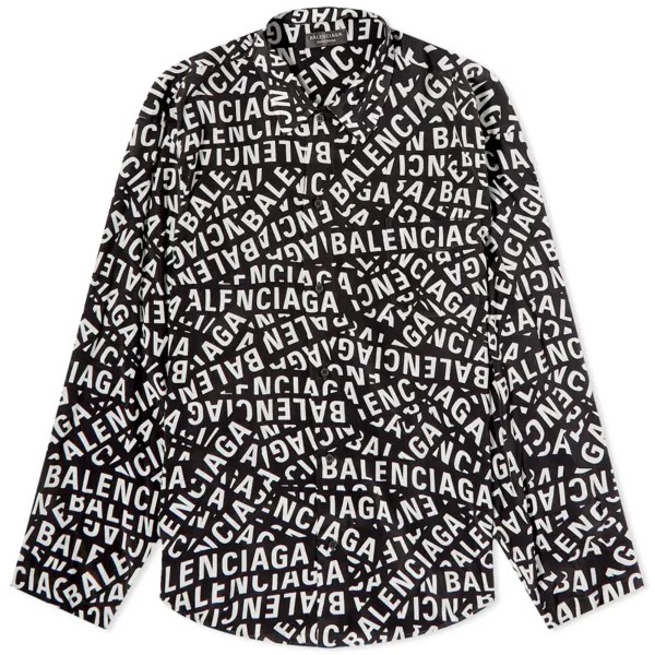 Рубашка с логотипом Balenciaga, черный/серый