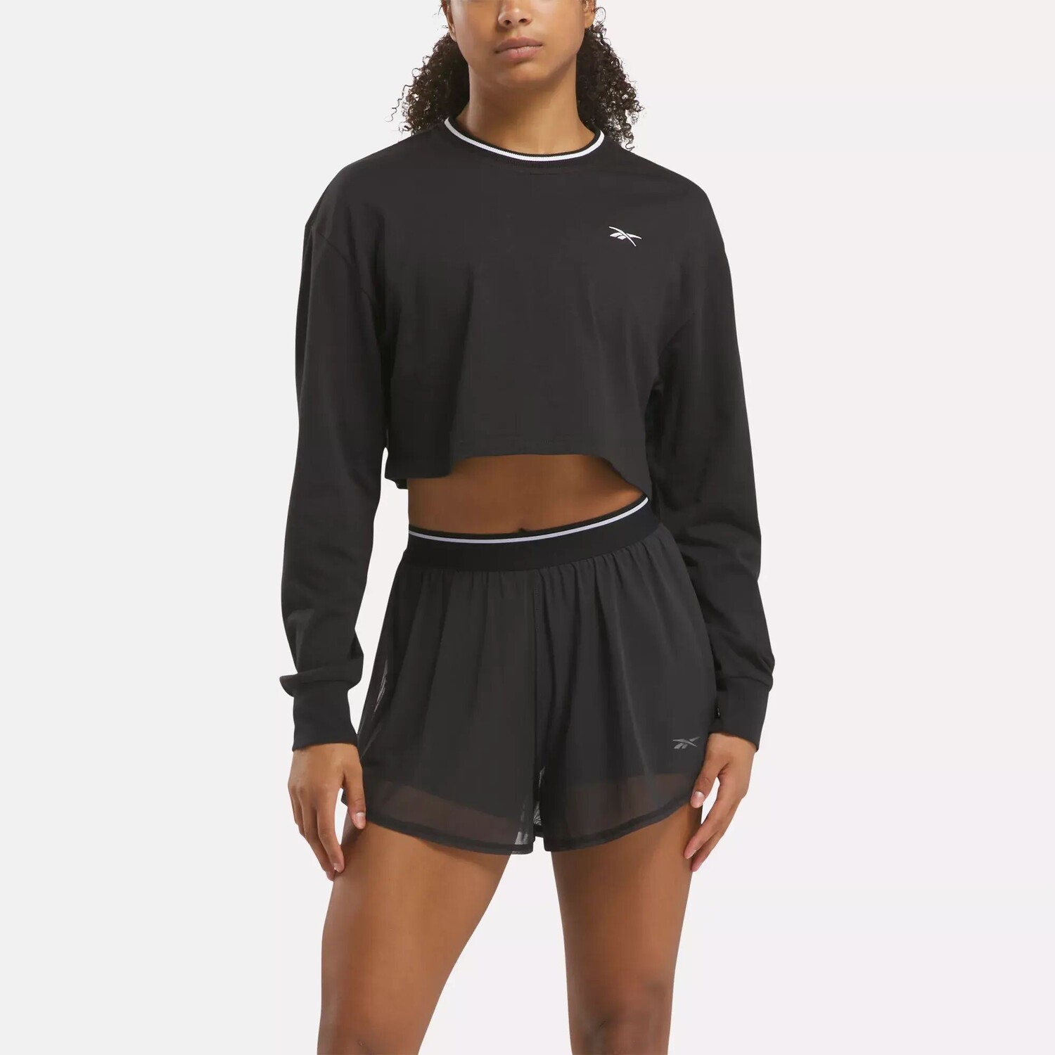 Укороченный топ Team с длинными рукавами Reebok, черный