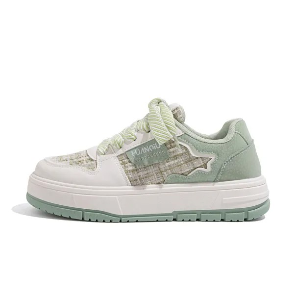 Кроссовки HUANQIU Skateboarding Shoes Women's Low-top Beige/Green, зеленый